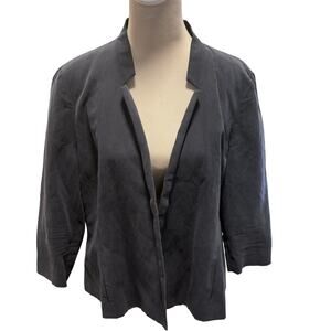 PURE Collection Silk Linen Open Front Jacket Charcoal 18